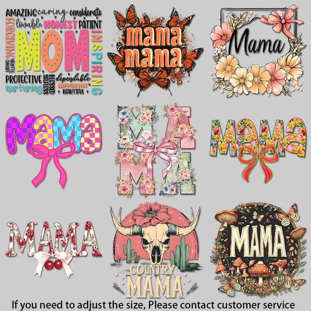 Cheerful Mother’s Day Iron-On Decals Floral  Heart Motifs Easy to Apply Washable Perfect for DIY Apparel Express Love Gratitude