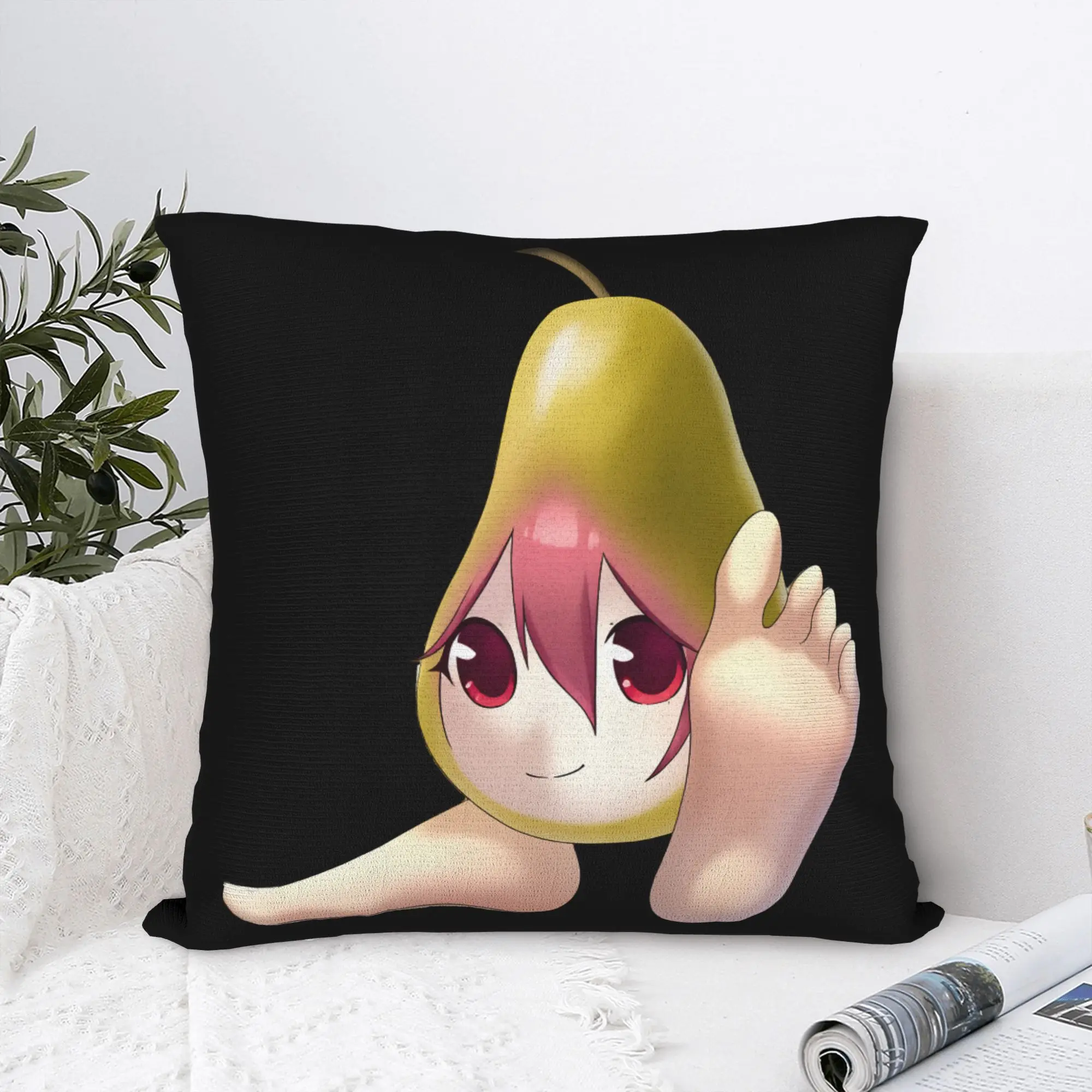 Pearto Creative Kasane Teto Expression Pillowcase Printed Polyester Cushion Cover Funny Pear Throw Pillow Case Cover Seater