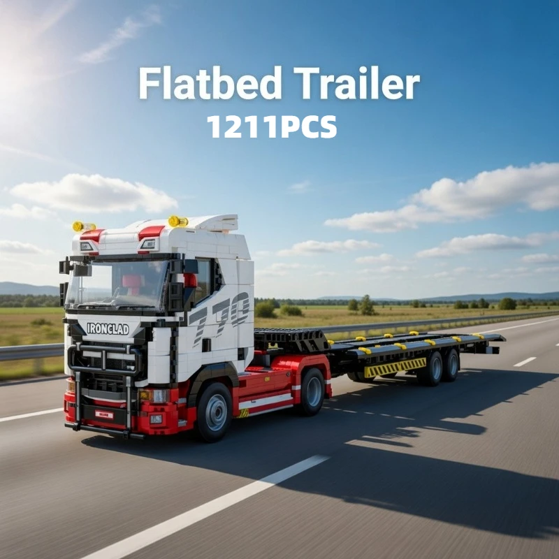 

Набор строительных блоков 1211 деталей: Прицеп-платформа, грузовик, модель для сборки, игрушки-конструкторы, настольные украшения, подарки для детей и взрослых