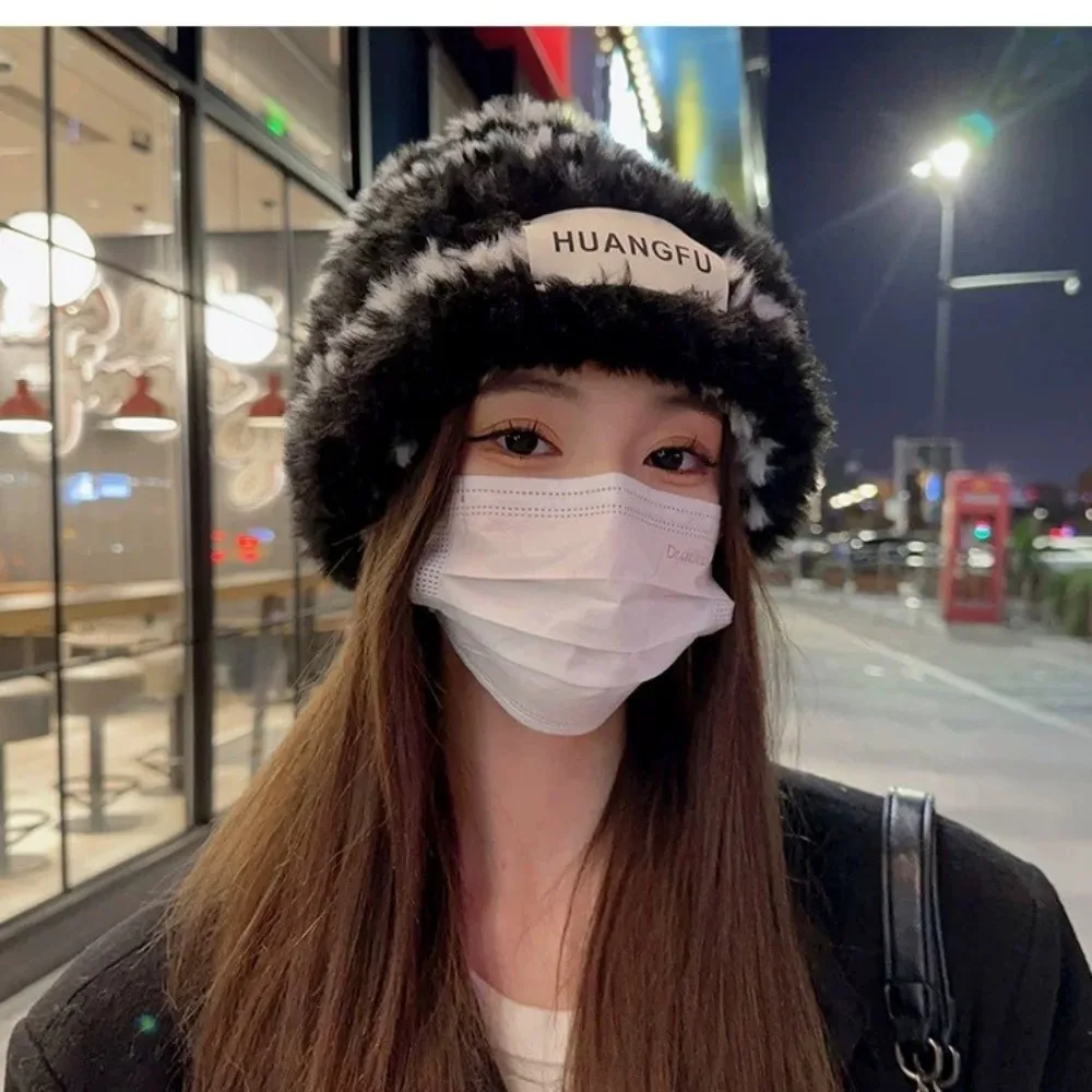 新しいウールストライプニット帽子肥厚防寒パイル帽子ビッグサイズ暖かさ帽子女性