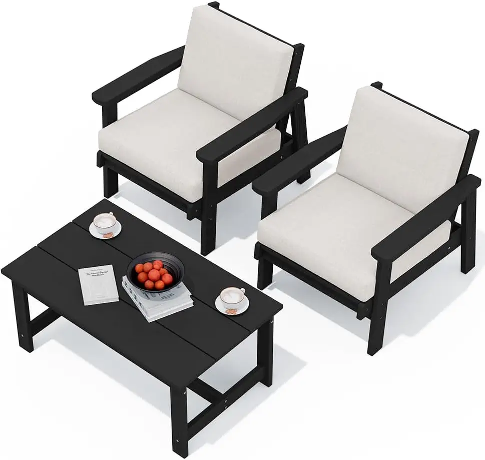 

HDPE Outdoor Couch Black Frame and Khaki Cushion