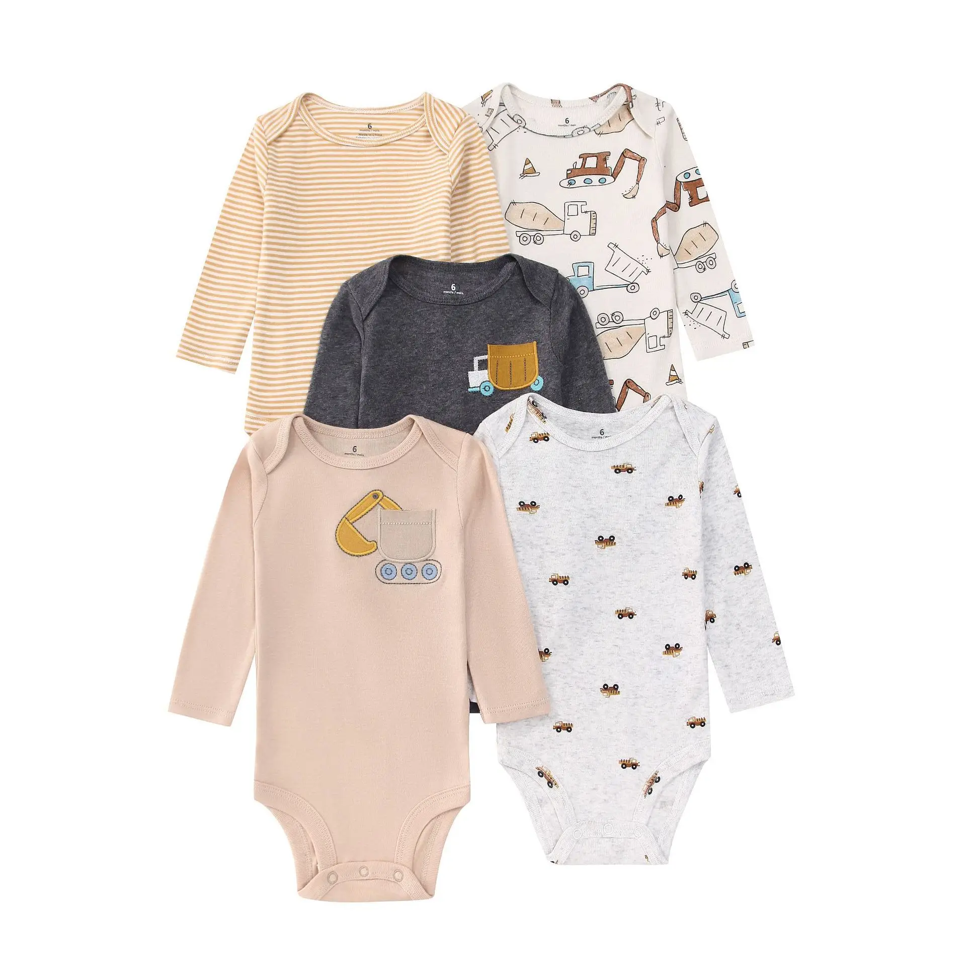 5Pcs/Lot Four Seasons Fashion Cartoon Long Sleeve Baby Boy Girl Bodysuits Soft 100% Cotton Newborn Onesies Clothes 6-24 Month