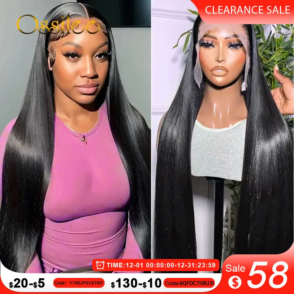 Ossilee Long 36inch Bone Straight Lace Frontal Wigs Brazilian Human Hair 13x4/13x6 Frontal Wigs 250Density Lace Wigs for Women