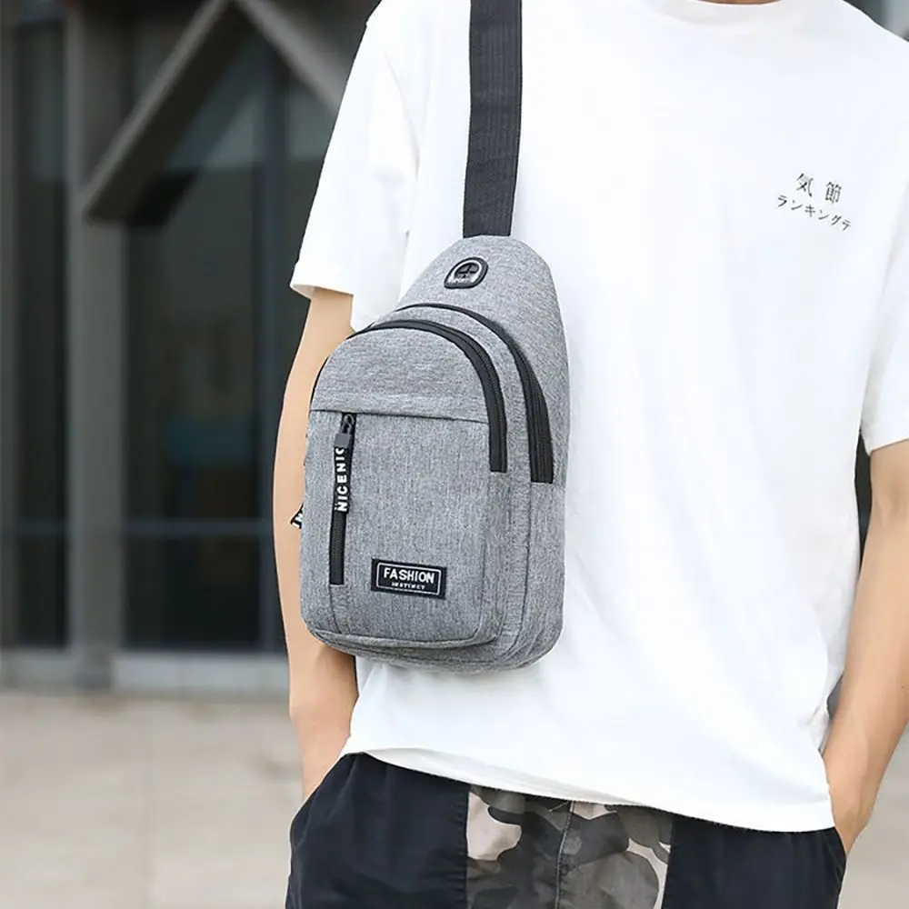 1Pcs Waterproof Chest Bag Double Layer with USB Port Messenger Bag Men\'s Fashion Trend Oxford Cloth Crossbody Shoulder Bag