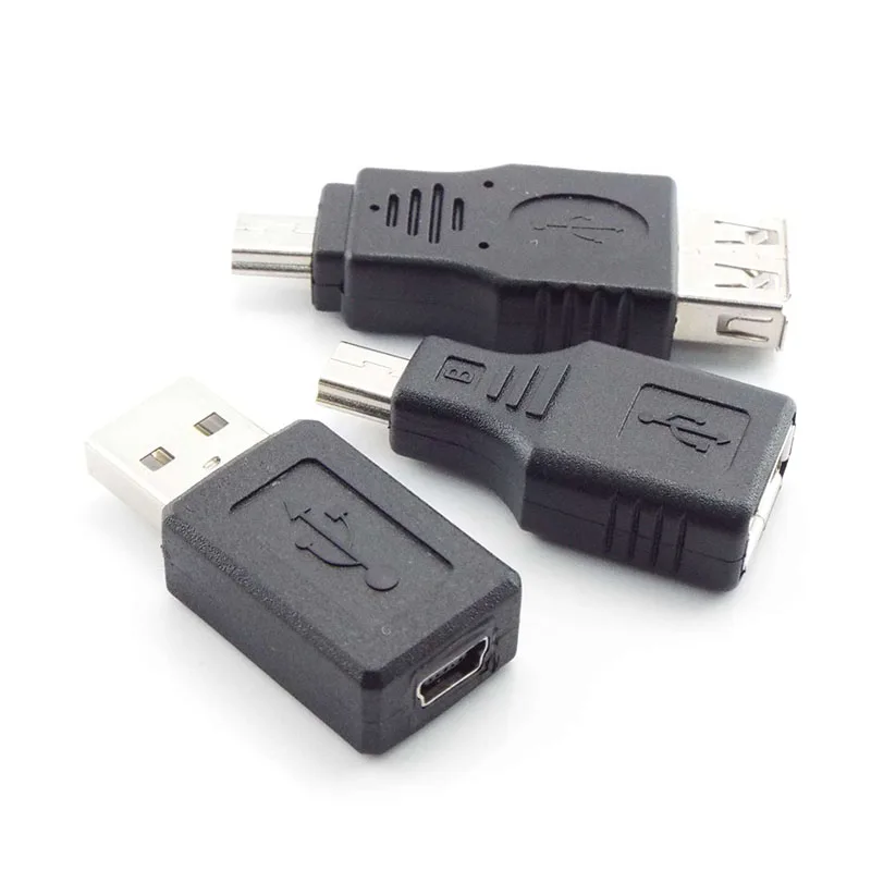 USB 2.0 A Female Male To Mini B 5-Pin Female/Male Connector Adapter For Mini Type-A B Jack Splitter Smart Phone OTG Converter