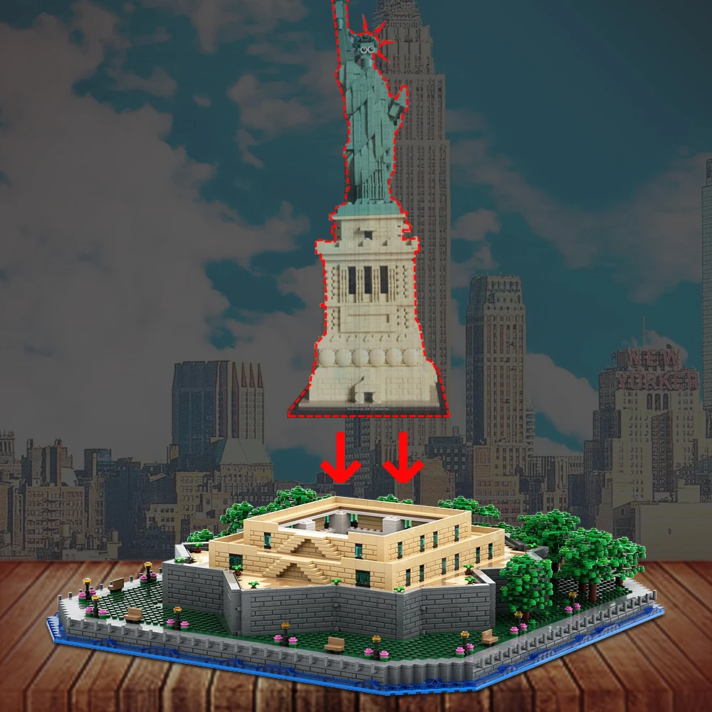 

MOC 21042 Statue of Liberty - Base Add-on Bricks City Street Scene Landmark Building Block Construction Kids Toy Birthday Gift