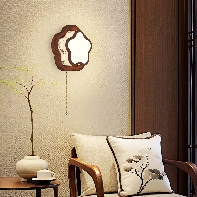 Eye protection fabric Bedroom bedside lamp, medieval aisle staircase lamp Living room background wall wall lamp