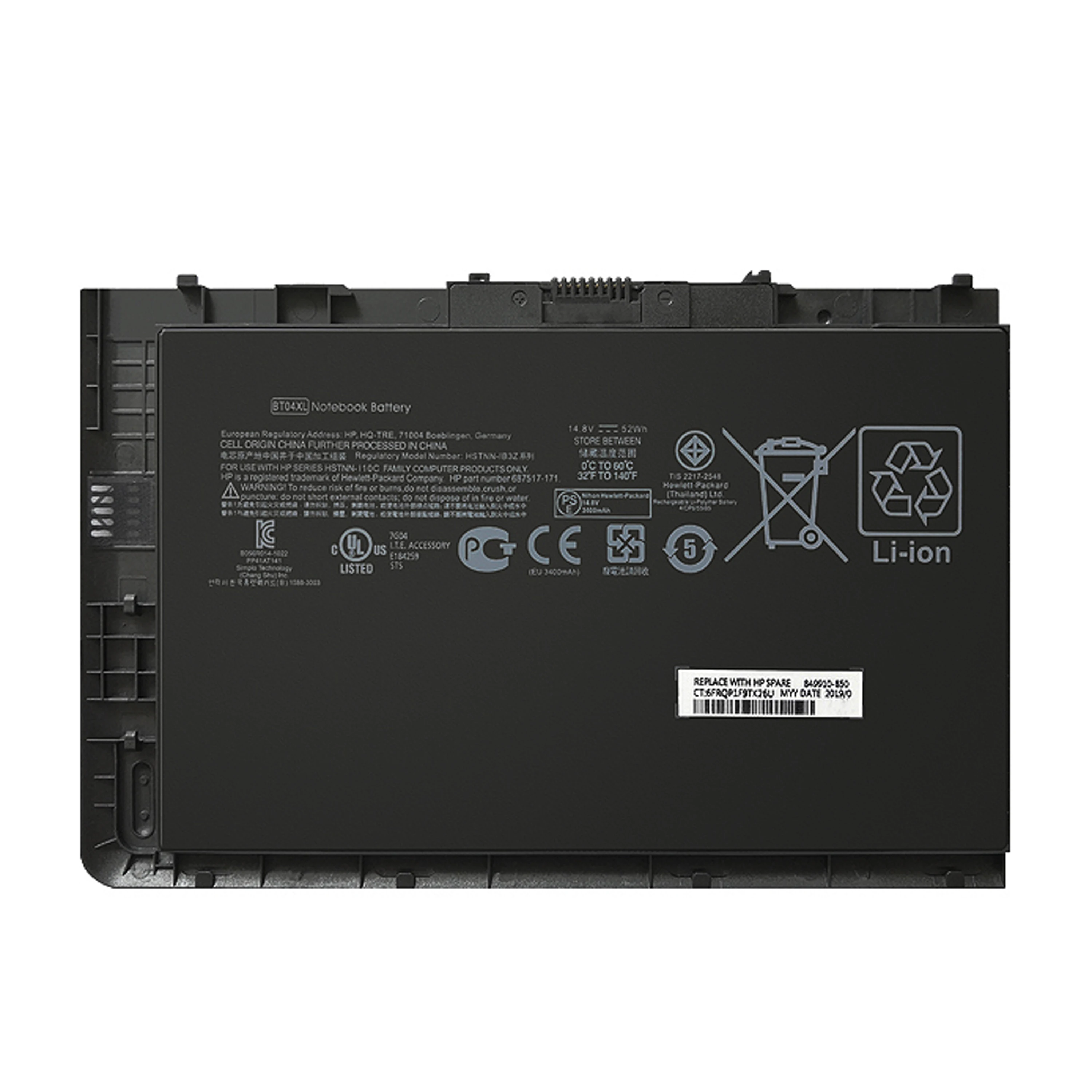 Original y genuino 52Wh BT04XL BTO4XL HSTNN-DB3Z 682962-001 batería de ordenador portátil para HP EliteBook Folio 9470 9480 9470m 9480m Ultrabook