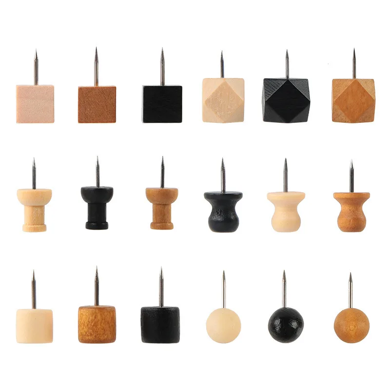 Wooden Push Pins, Square Head Thumb Tacks for Bulletin Board Corkboard, Student Office Stationery Supplies Wholesale
