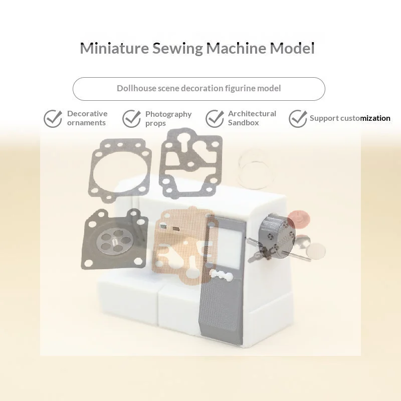 Vintage Dollhouse Miniature Sewing Machine Premium PLA Material Smooth Good Texture for Desktop Ornament Home Decor Gift