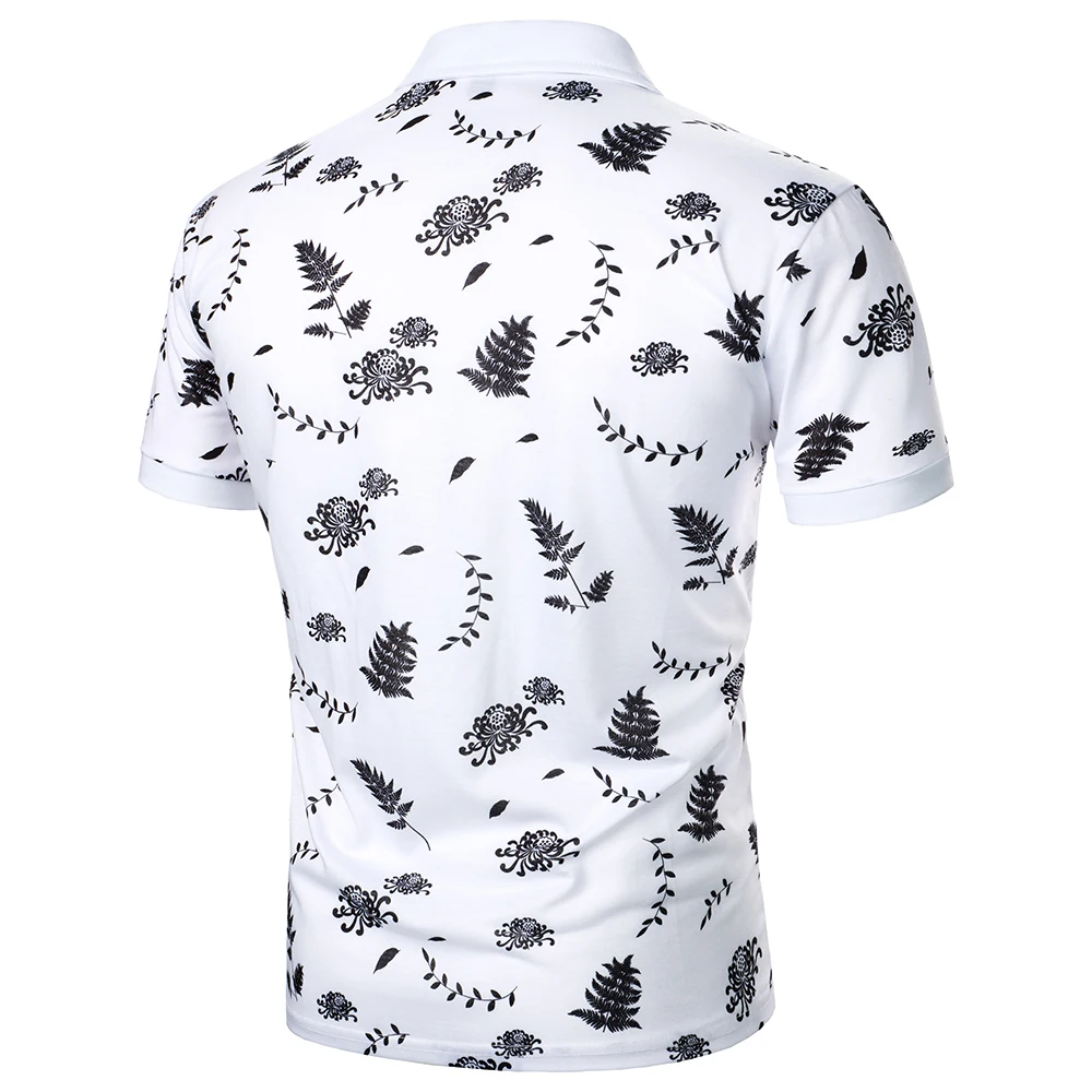 Men Short Sleeve Polo Shirt Floral Pattern Digital Printing Top Streetwear Casual Fashion Holiday Men Lapel Polo Shirt