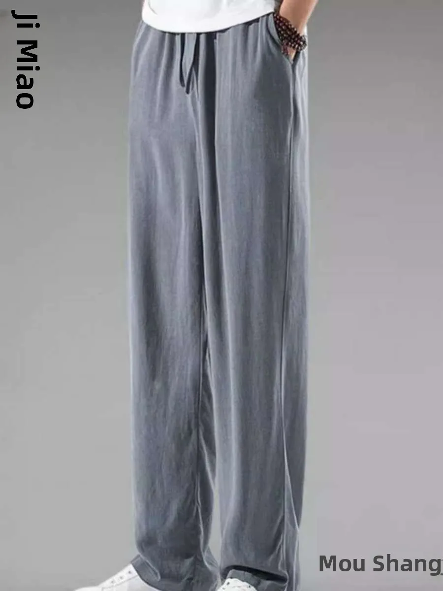 

New Men's Summer Loose Large Size Thin Casual Cotton Linen Straight Leg Pants Breathable Comfortable Loose Fit Straight Cut