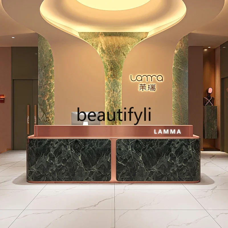 

Modern Company Hotel Front desk checkout page Beauty salon Marble slate Reception desk6005