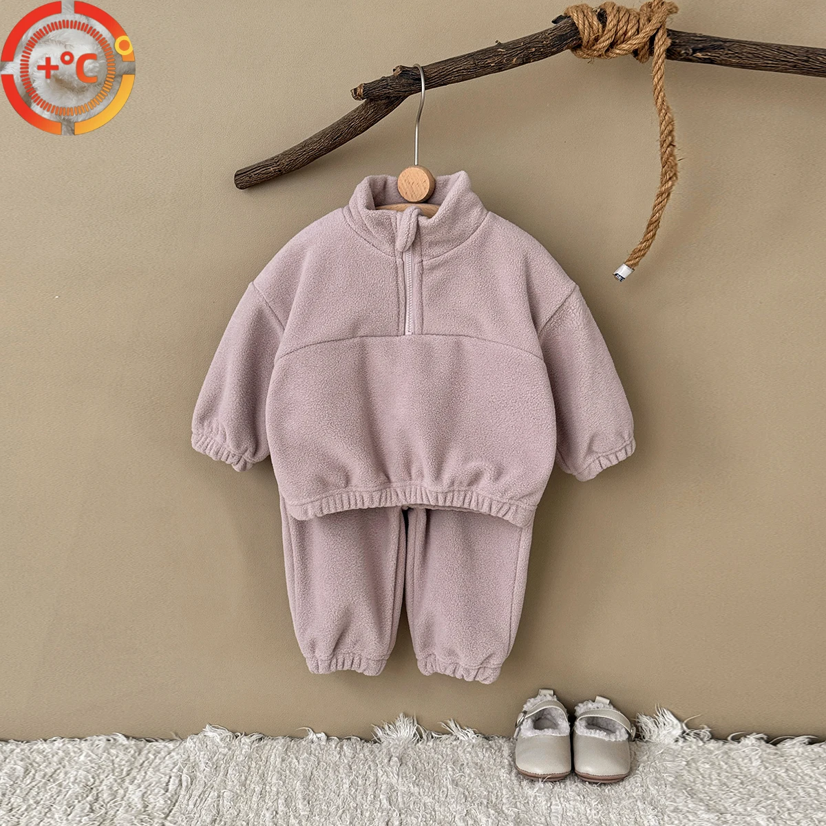 

2Pcs Baby Girls Осень Зима Простой Розовый С Длинным Рукавом Топ + Причинные Брюки Наборы Утолщенной Одежды Для Новорожденных Теплые Наряды