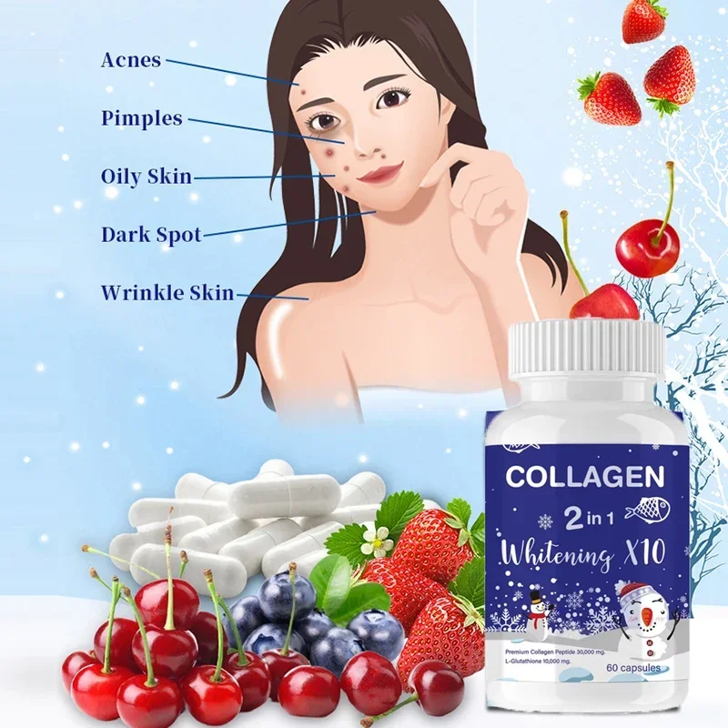 

Collagen two-in-one peptide capsule reduces wrinkles and promotes skin health, skin elasticity and antioxidant stress damage