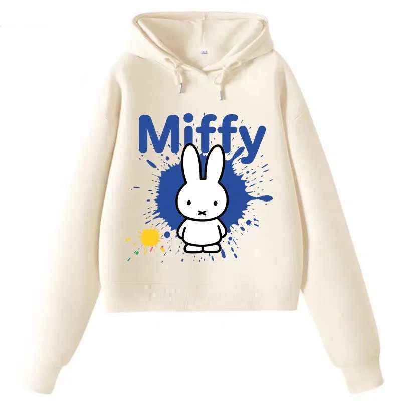 Новый пуловер с капюшоном Miffy, повседневная и удобная хлопковая модная спортивная одежда с длинными рукавами и принтом в стиле каваи с героями мультфильмов