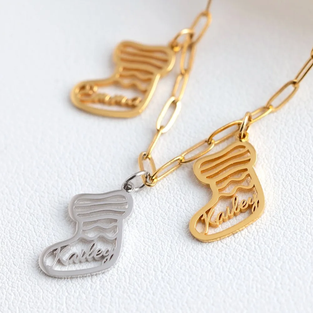 

Персонализированный браслет-носок с несколькими именами, модные семейные украшения, браслеты из нержавеющей стали с именем на заказ для женщин, рождественский подарок