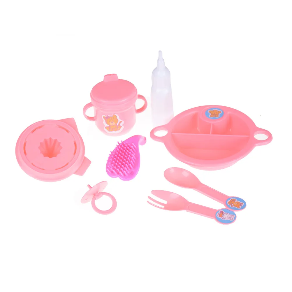 

8pcs/set Cup Comb Fork Spoon Bowl Feeding Tableware For 43cm Doll