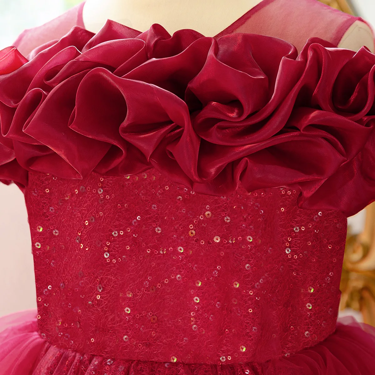 أزياء زهرة حزب وصيفة الشرف فتاة فساتين عيد الميلاد زي أنيق الزفاف فستان الأميرة فتاة أول بالتواصل ثوب عيد ميلاد