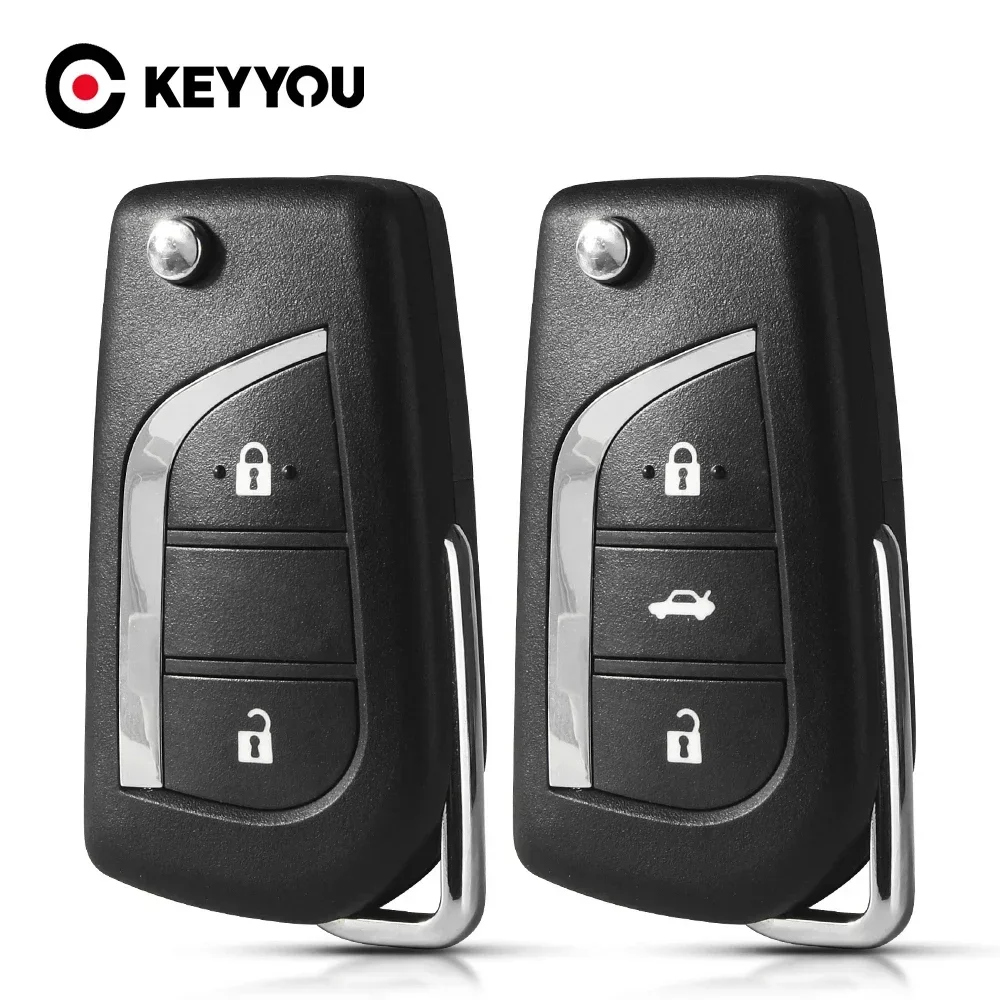 KEYYOU For Toyota Levin Camry Reiz Highlander Corolla Toy43/Toy48 key Blade Folding Flip 2/3 Button Key Shell Case