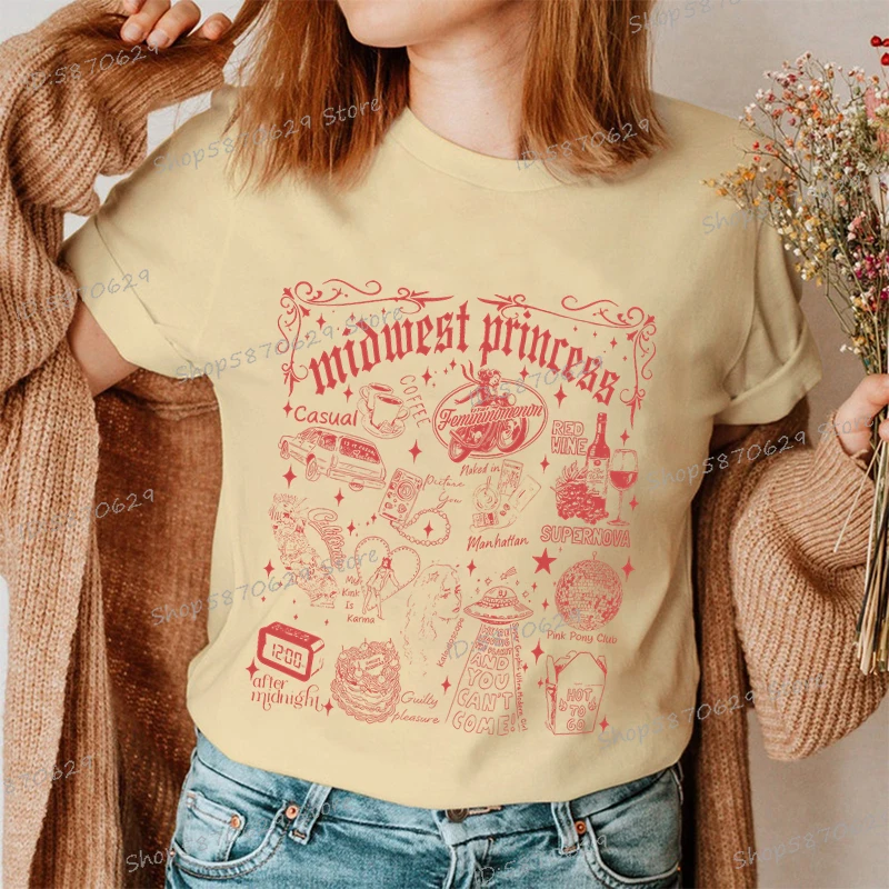 Chappell roan midwest princesa rosa pônei clube camisetas femininas tripulação pescoço camisa de manga curta hip hop cantor chappell roan topos