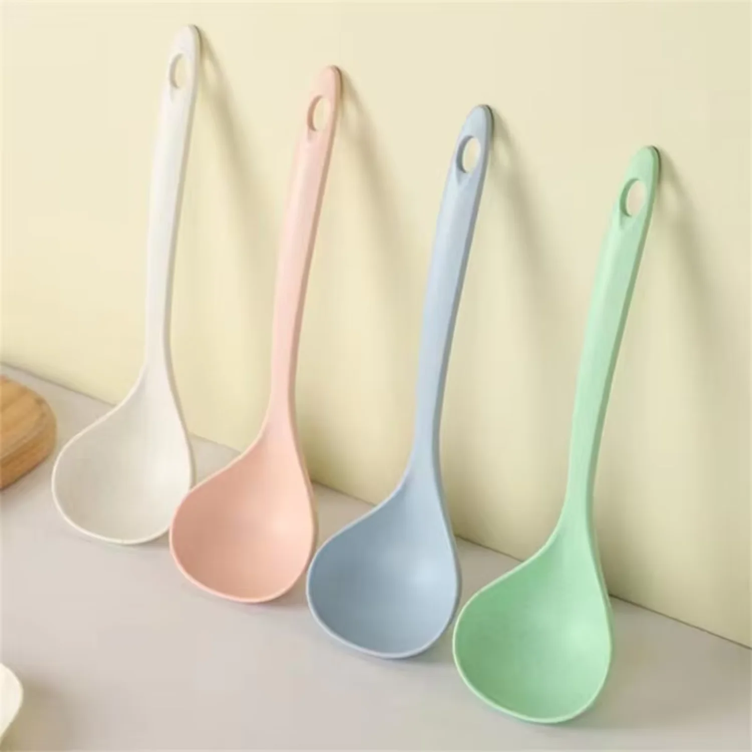 

Long Handle Silicone Soup Spoon Large Ramen Noodles Tablespoons Hot Pot Porridge Ladle Scoop Kawaii Japanese Kitchen Utensils