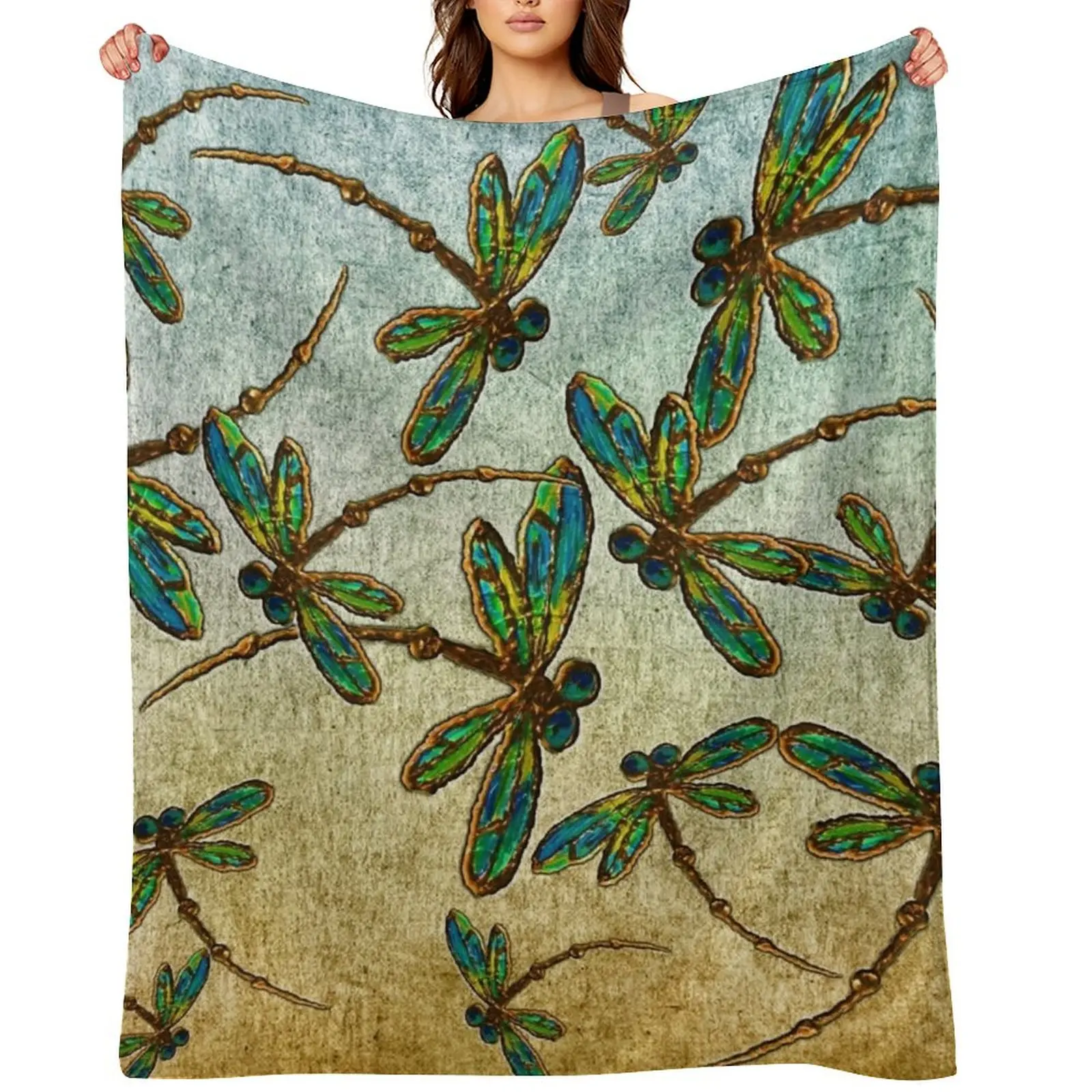 

Golden Dragonfly Light Throw Blanket Beautifuls blankets and throws Softest Flannel Fabric Blankets