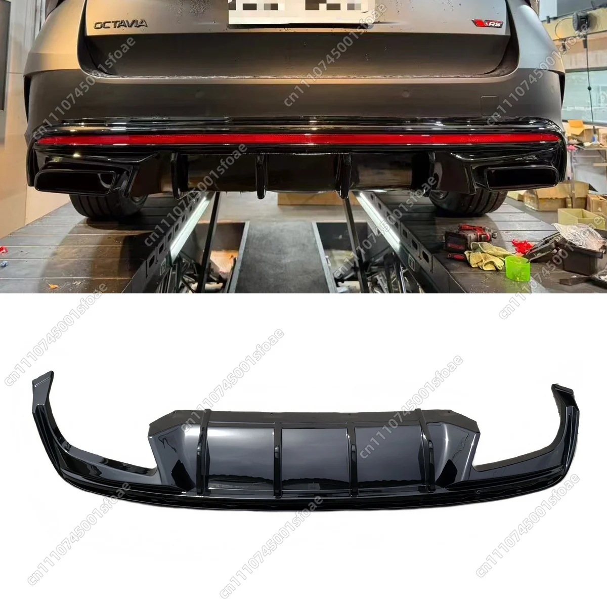 Picture 3: Rear Bumper Valance For Skoda Octavia RS Mk4 Hatchback 2020 2021 2022 2023 2024 Car Diffuser Splitter Modification Cover Tuning