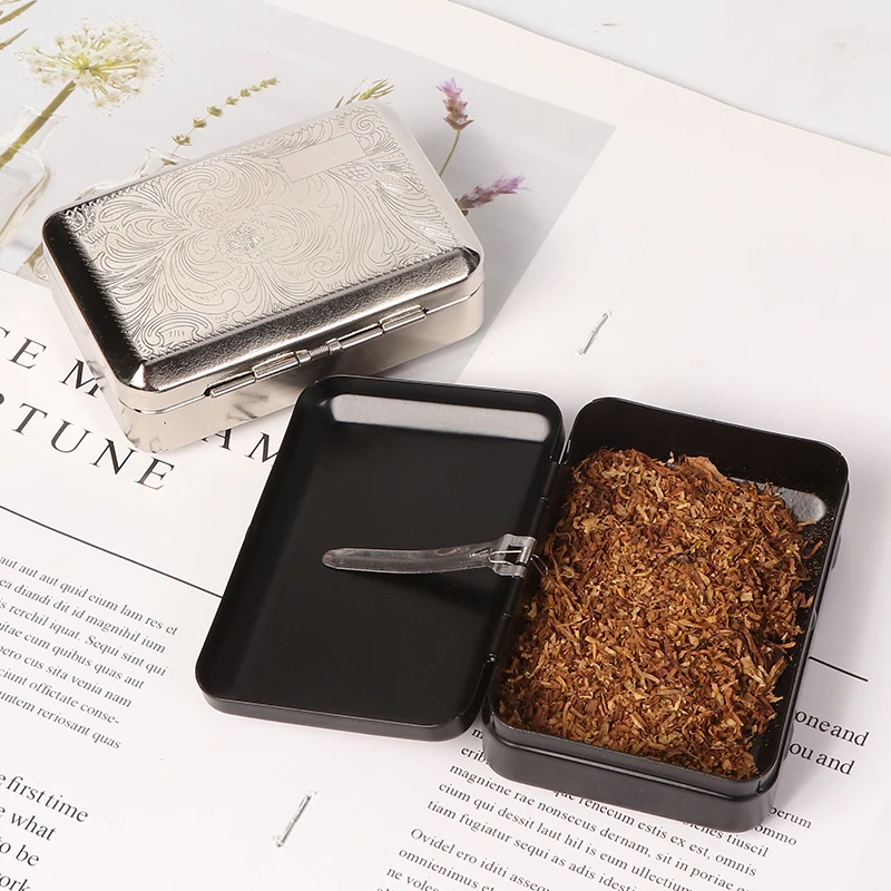 Erliao New Fashion Metal Storage Tobacco Case Classic Square Design For Cigarette Case Pocket Tobacc Box Cigarette Accessories