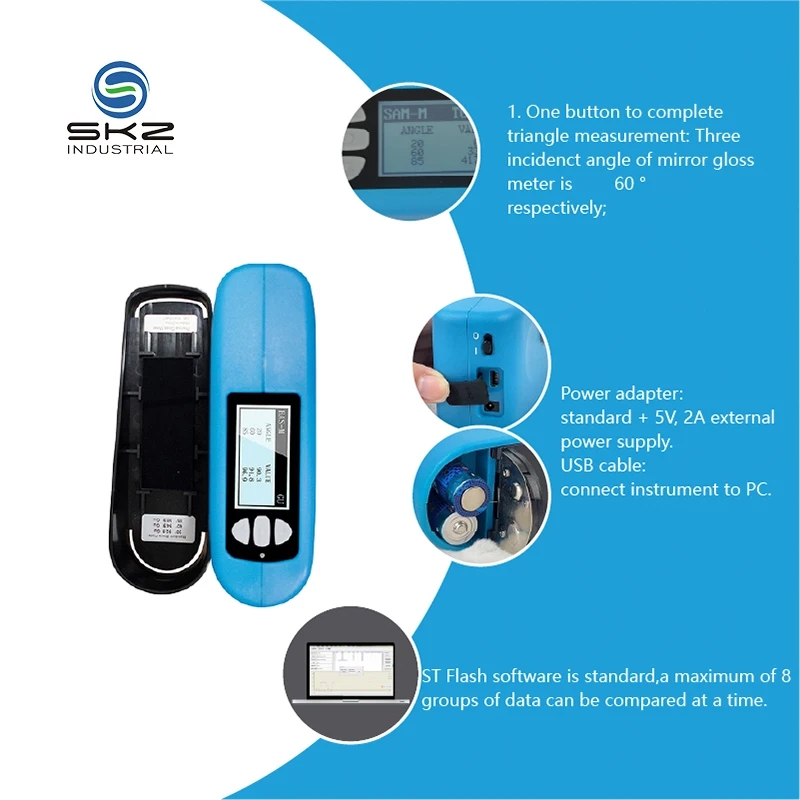 SKZ60A 0 to 1000Gu Gloss Meter 60 Degree Glossmeter Glarimeter with Wide Measuring Range