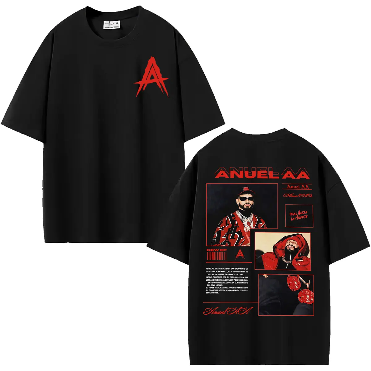 Anuel AA Real Hasta La Muerte Album Cover T Shirt Men Women Fashion Hip Hop Harajuku T-shirts Cotton Casual Short Sleeve T-shirt