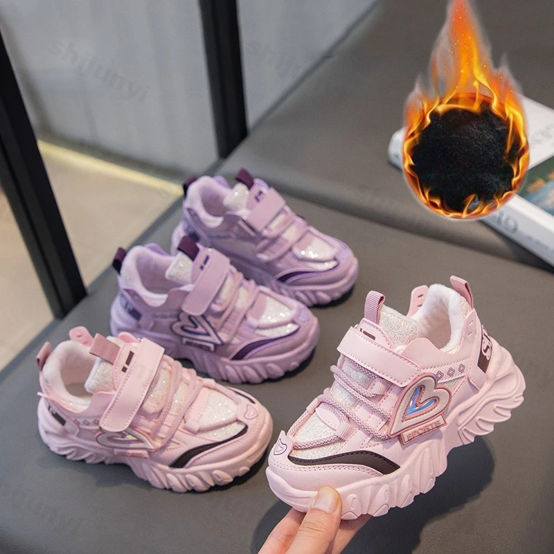 

Children's Cotton Shoes Winter New Plush Thicken Comfortable Girls' Sneakers Outdoor Non Slip Soft Sole Warm Boys' Casual Shoes