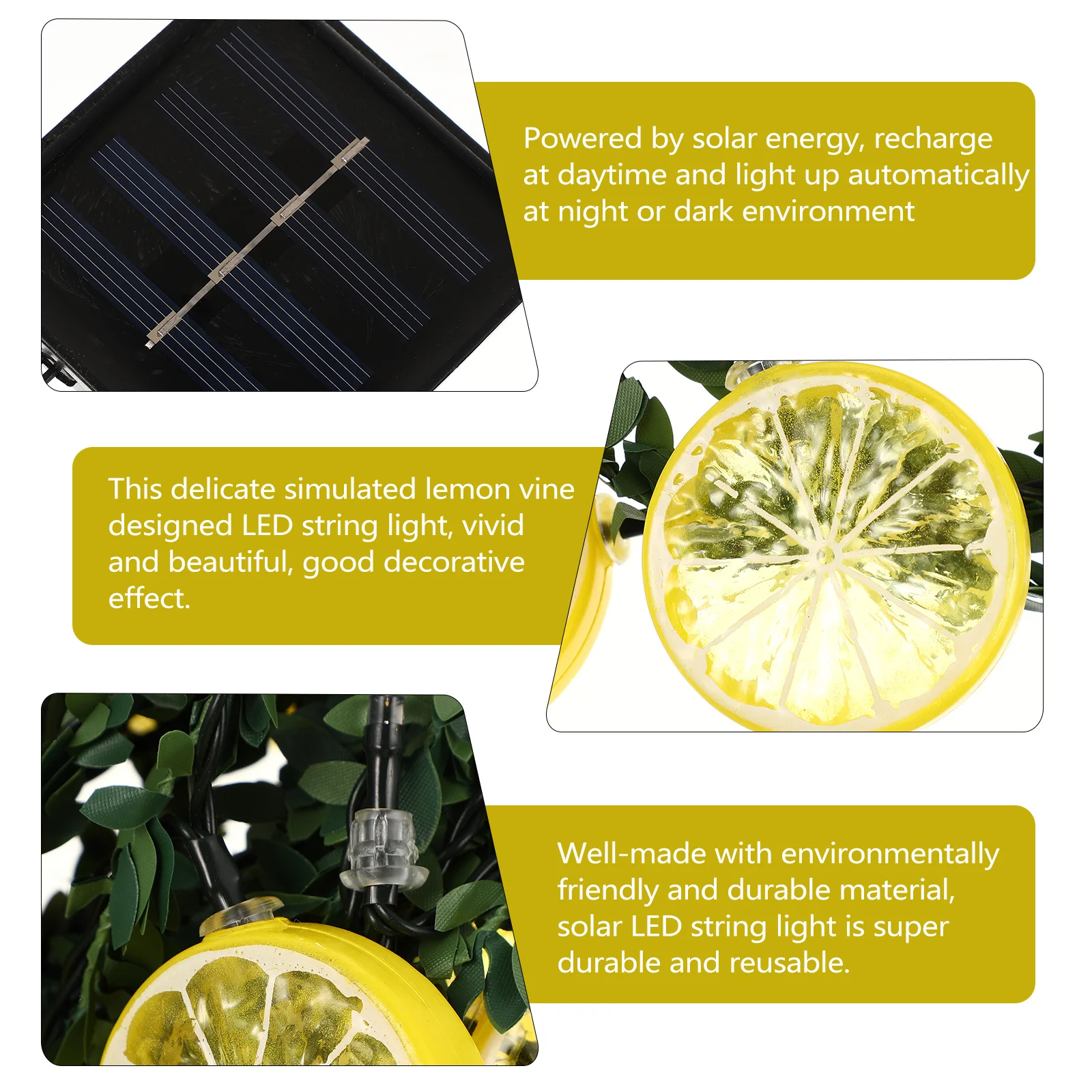 

1pc Solar Rose Lights Simulated Lemon Vine Led String Lamp Outdoor Garden Yard Decorative Lighting Solar Powered Waterproof