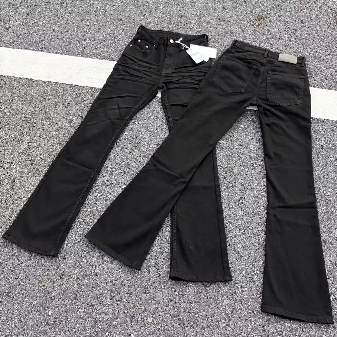 Men's 90s Slim Micro Horn Jeans Street Summer Sweatpants Y2k Pants Thin Boy Bottoms Male Wide Leg Bell-bottom Trousers