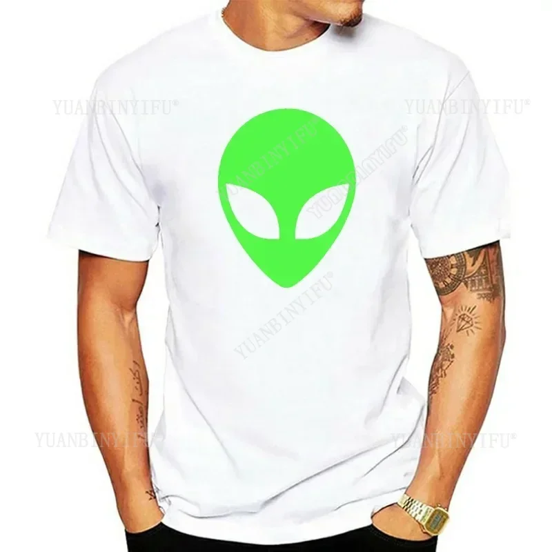 H Green Alien Head 90's Style Funny Alien Printed Cotton Faddish Tshirts