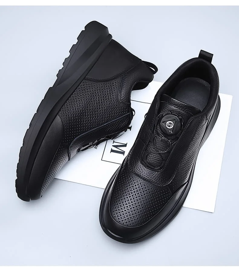 Sportliche Freizeitschuhe für Herren mit Automatikschnallen, bequeme Pendler-Schuhe, mehrlagiges Rindsleder, höhenvergrößerndes Innendesign – Detail 30