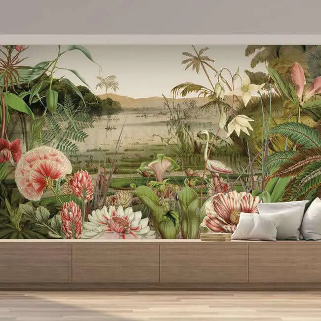Custom 3D Mural Wallpaper Banana Leaf Flamingo Bedroom Dining Room Living Room wall stickers Photo 3D Wall paper home Decoration