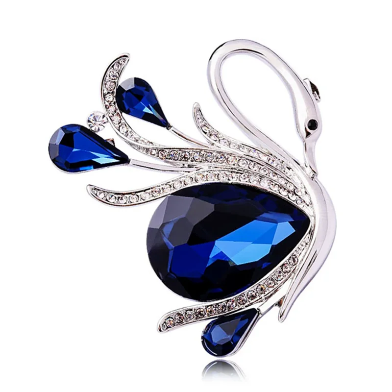 1Pc Retro Swan Brooch with Shiny Rhinestones Korean Fashion Animal Brooches Pins for Women Jewelry Accessories Party Gifts 2025