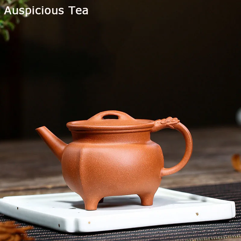 

200ml Authentic Yixing Raw Ore Downhill Mud Three-legged Dragon Shadow Purple Clay Teapot Handmade Household Kung Fu Teaset Gift