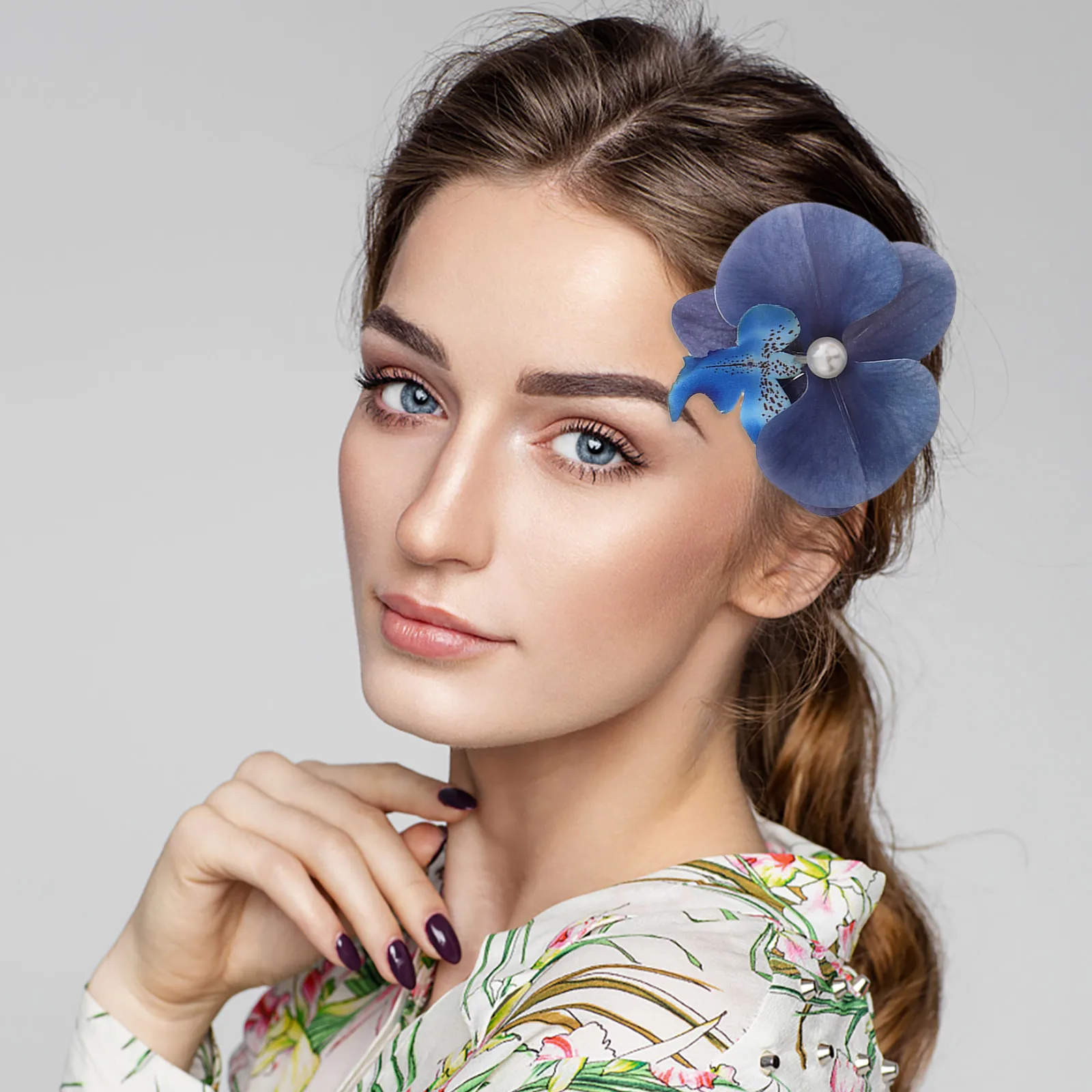 

Hawaiian Orchid Hair Clip Artificial Flower Hairpins Headgear Phalaenopsis Clips