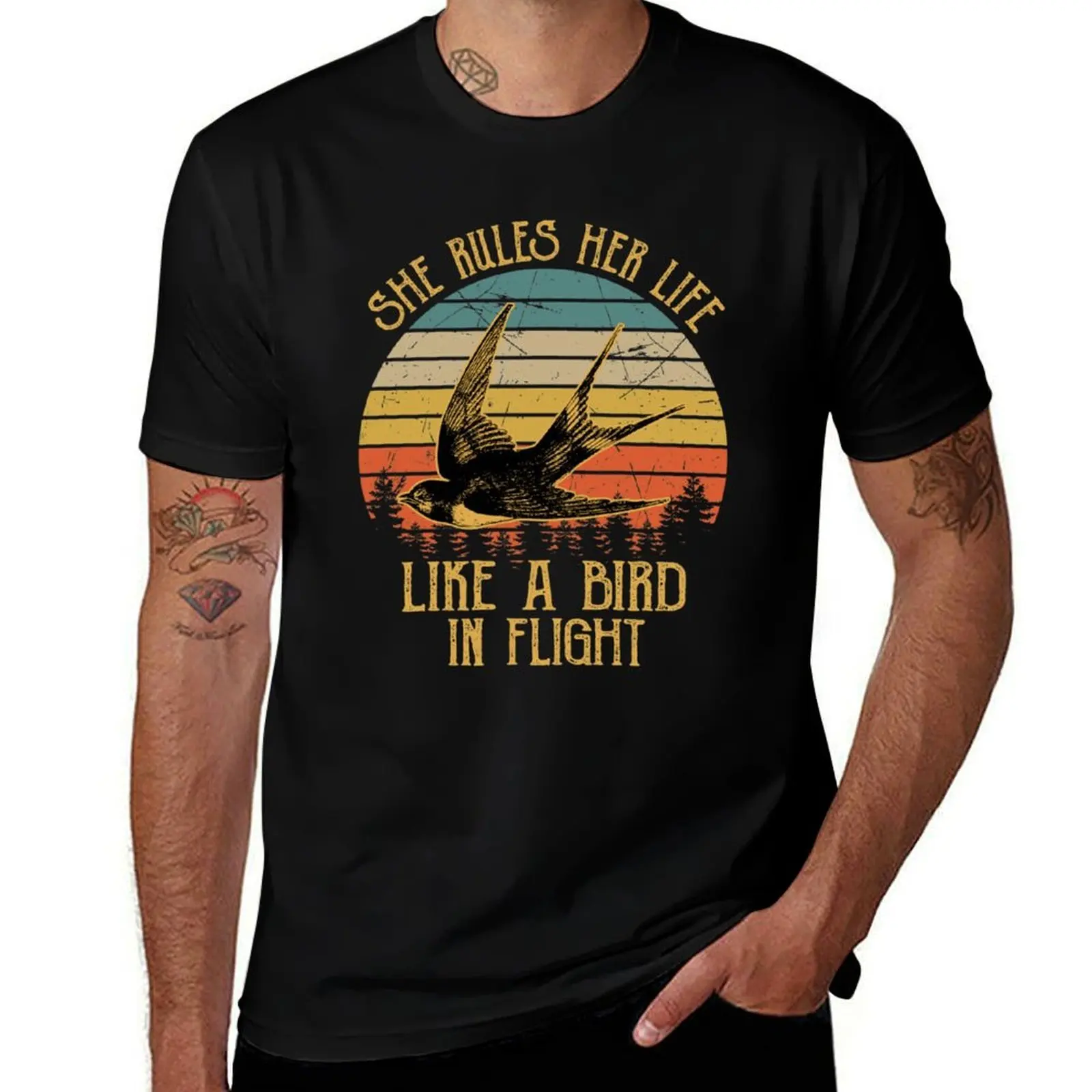 Stevie Nicks She Rules Her Life Like A Bird In Flight Vintage T-Shirt Basic Plain Short Sleeve Crew Neck Tee T-Shirt