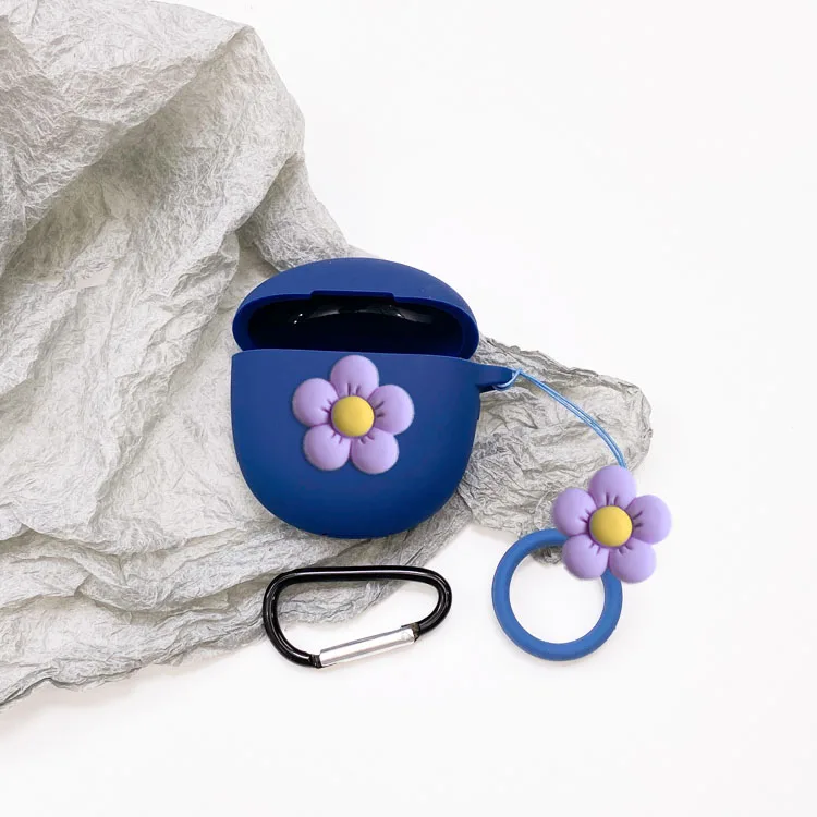 ดอกไม้น่ารักเคสสำหรับ Google Pixel Buds Pro กรณี Anti-Drop แหวนหูฟังที่น่ารักซิลิโคนหูฟังกล่องชาร์จ