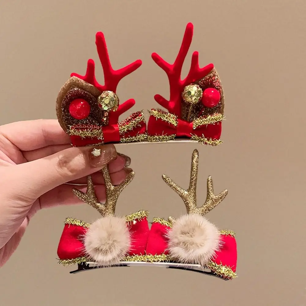 

Merry Christmas Decor Christmas Elk Hairpin Sequin Bowknot Children Deer Antler Hair Clip Gifts Snowflake