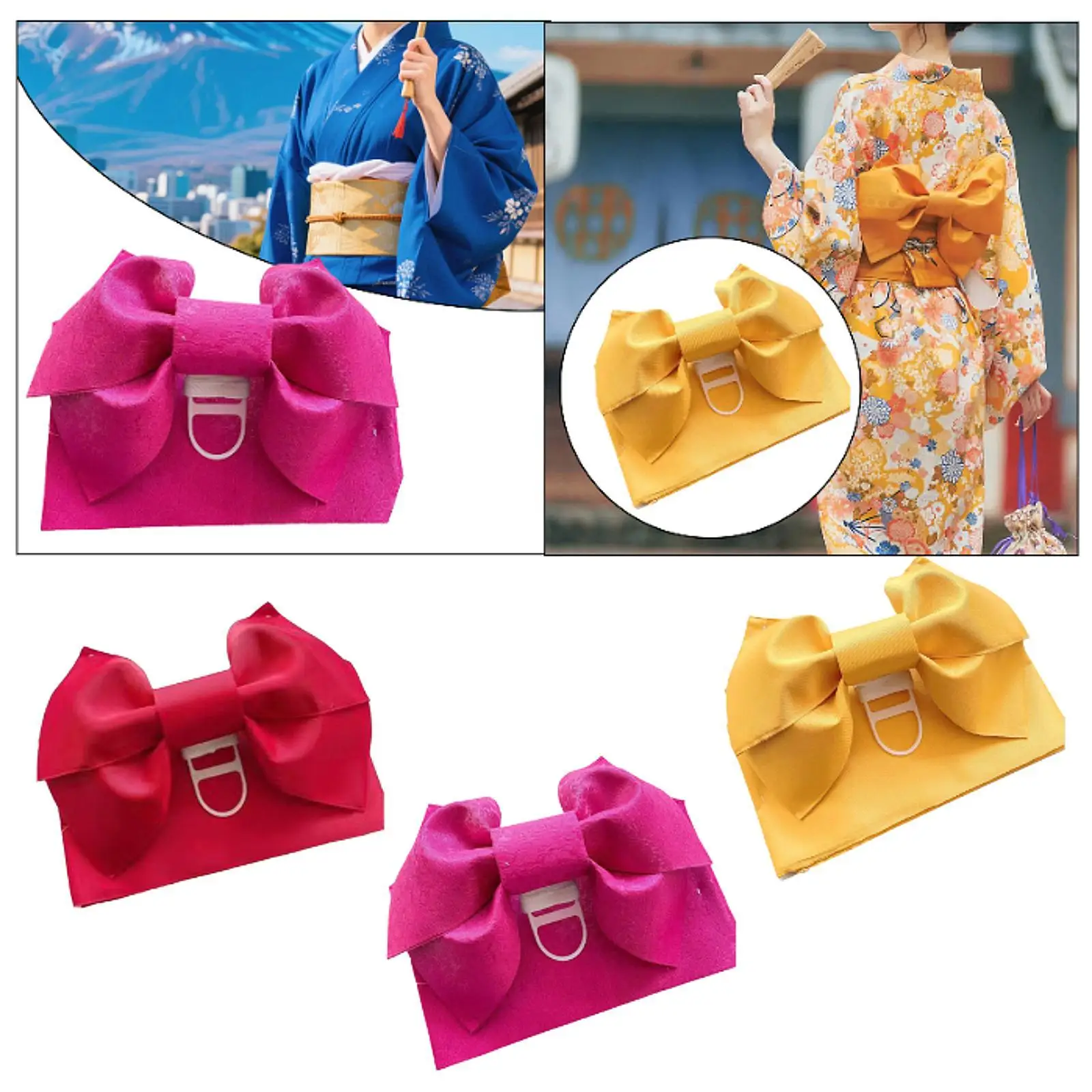 Kimono Obi Belt Traditional Versatile Comfortable Waist Belt Pre Tied Bow for Kimono Women Robe Accessories Costume Dresses