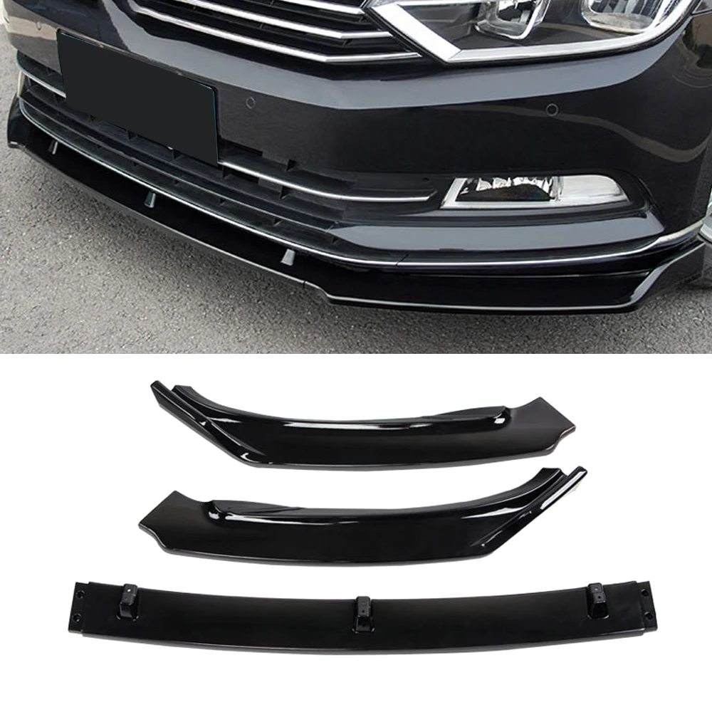 

For Volkswagen Passat B8 2015-2022 3PCS Car Front Bumper Lip Body Kit Spoiler Splitter ABS Bumper Canard Bar Guard Auto Chin