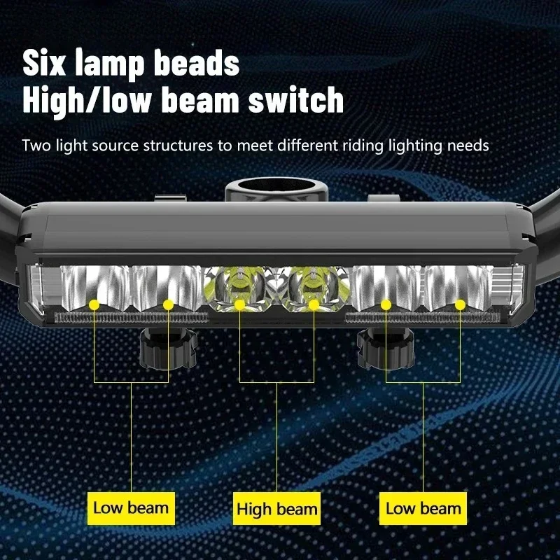 밝은 6 LED 자전거 헤드 라이트 충전식 전면 라이트 도로 자전거 핸들 바 손전등 야외 야간 사이클링 안전 램프