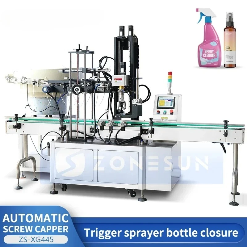 ZONESUN têtes de déclenchement automatiques pulvérisateur bouteille capsulage Machibe avec bouchon mangeoire capsuleuse bouchon Machine de cachetage ZS-XG445