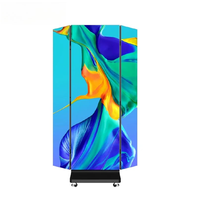 3-sided Poster LED Display P2.5 Customized Size Moving Led Screen With Wheel Floor Standing LED Poster