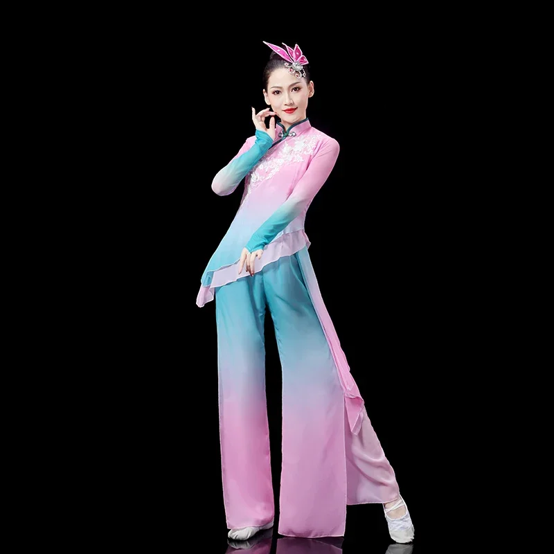 Classical Dance Costumes Traditional National Square Dance Suit Fan Dancer Wear for Stage Chinese Style Hanfu Dance Performance