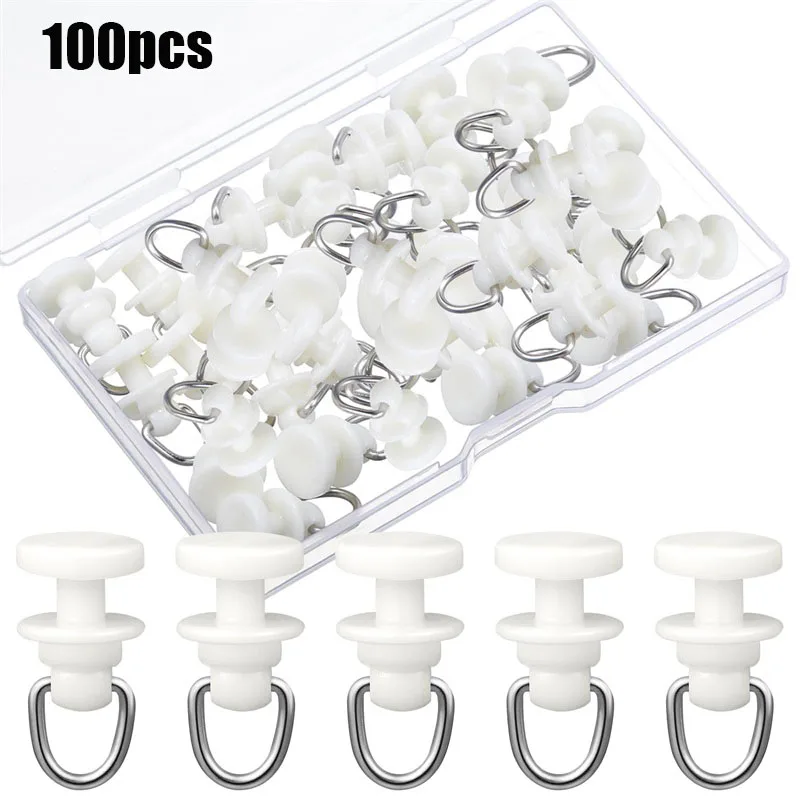 100 Pièces Glisseurs Plastique Blanc Pour Tringle à Rideaux - Roulettes Silencieuses Rail Rideau